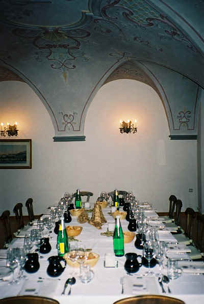 The table before the pumpkin soup, roast goose and cherry strudel